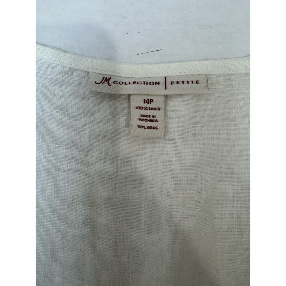 NWT JM Collection Petite 100% Linen Bejeweled Embellished Tunic Shirt - 14P - Picture 6 of 8